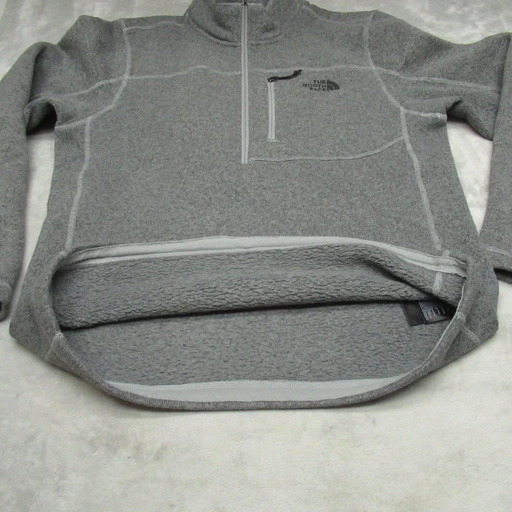 North Face Sweater Men Medium Gray Gordon Lyons Pullover Fleece Knit Heavyweight